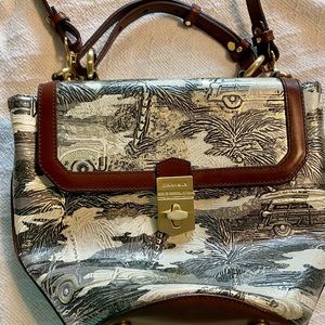 Brahmin vintage gold cars and palm trees crossbody